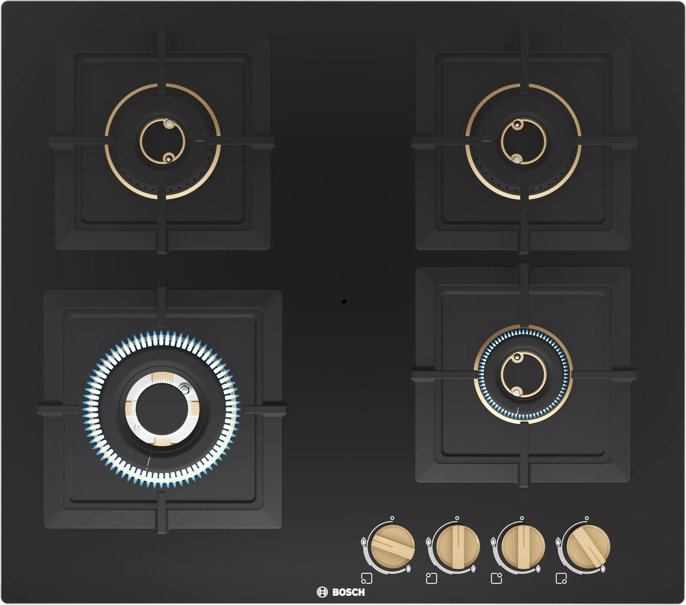 BOSCH Series 4 Gas hob 60 cm Tempered glass, Black PNH6B6F20I | Main Image