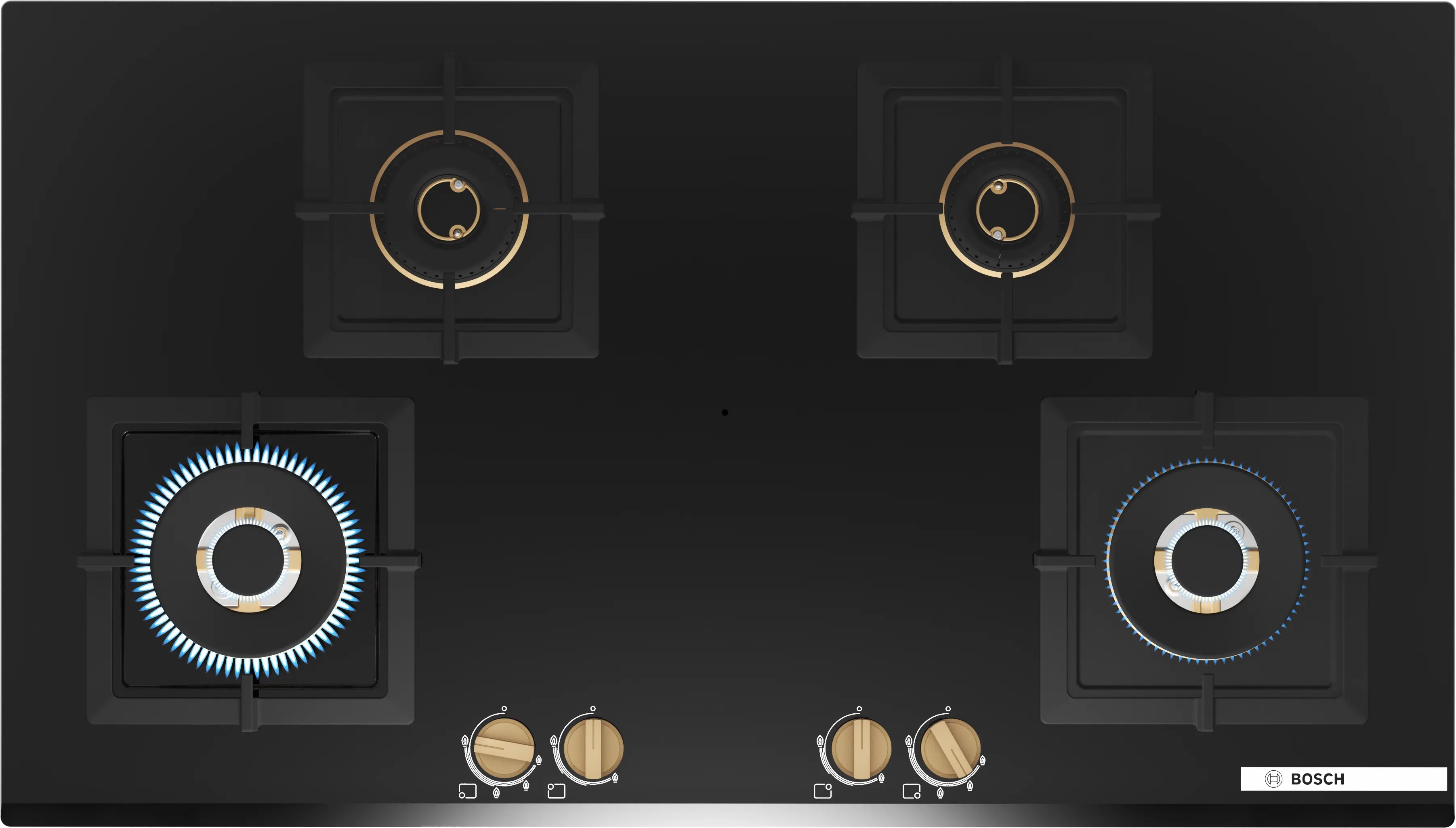 BOSCH Series 4 Gas hob 90 cm Tempered glass, Black PNF9B6G20I
