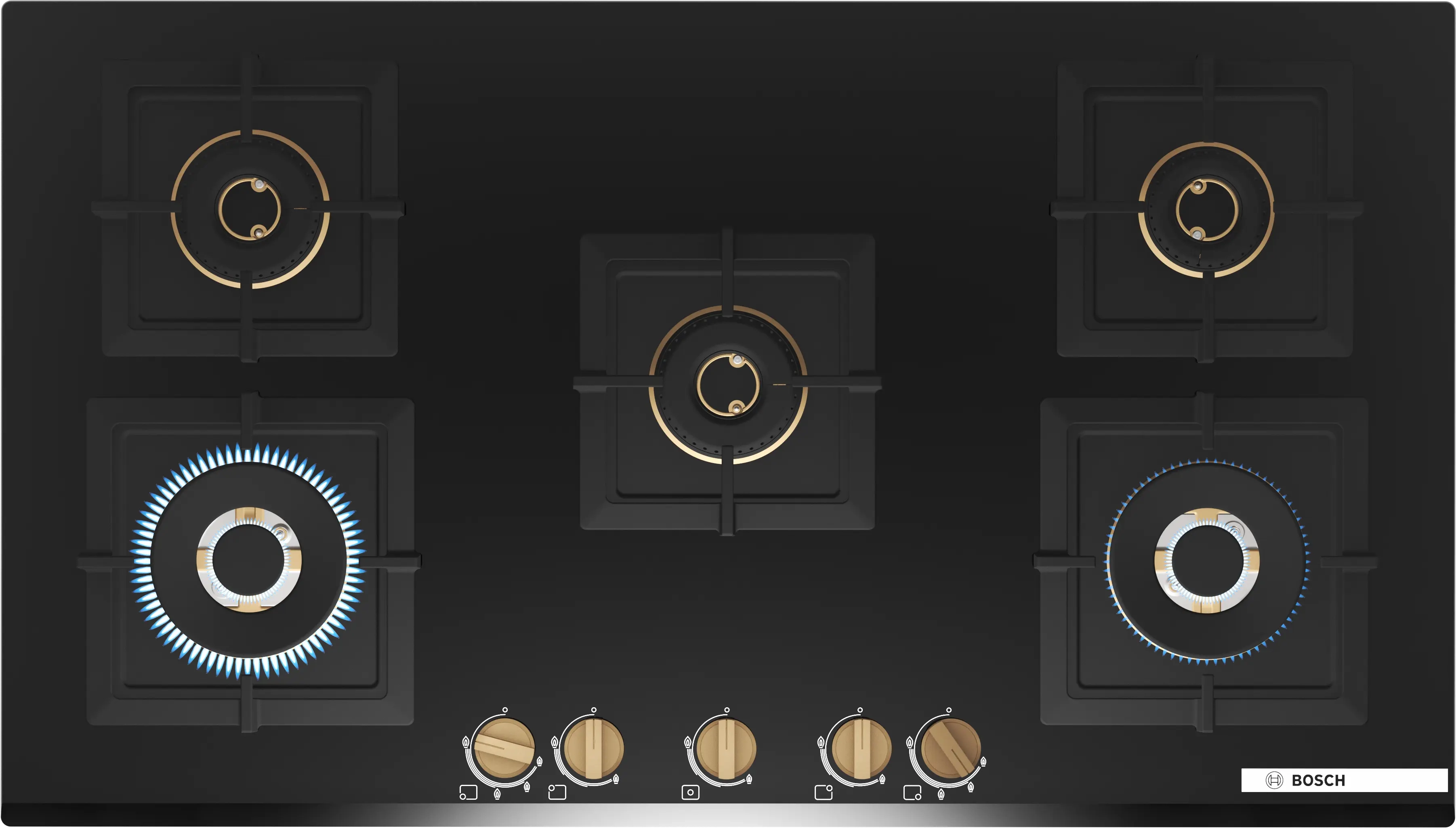 BOSCH Series 6 Gas hob 90 cm Tempered glass, Black PNV9B6G20I